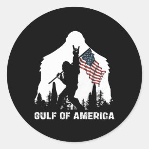 Gulf Of Usa America 2025 Funny Vintage Usa Flag  Classic Round Sticker