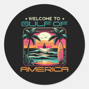Gulf Of Usa America Beach Sunset Men Women Kids Classic Round Sticker