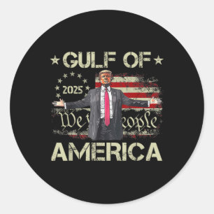 Gulf Of Usa America Est 2025 American Flag Trump Classic Round Sticker