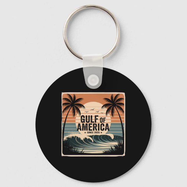 Gulf Of Usa America Est 2025 Flag Gulf Mexico Long Key Ring (Front)