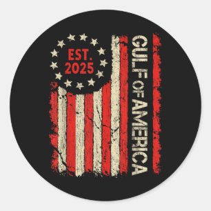 Gulf Of Usa America Est 2025 Retro American Flag P Classic Round Sticker