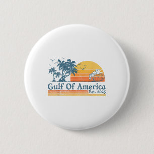 Gulf Of Usa America Est 2025 Retro Vintage Beach 6 Cm Round Badge