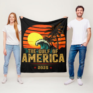 Gulf of USA America Est 2025 Retro Vintage Fleece Blanket