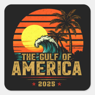 Gulf of USA America Est 2025 Retro Vintage Square Sticker