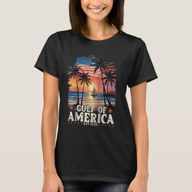 Gulf Of Usa America Est 2025 Usa American Flag Gul T-Shirt (Front)