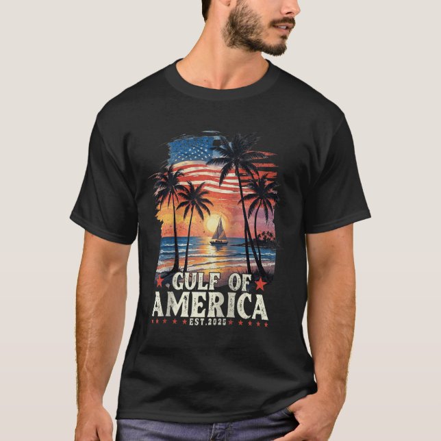 Gulf Of Usa America Est 2025 Usa American Flag Gul T-Shirt (Front)