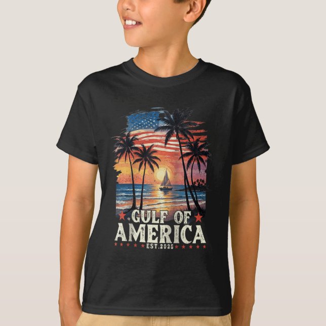 Gulf Of Usa America Est 2025 Usa American Flag Gul T-Shirt (Front)