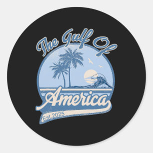 Gulf Of Usa America Est 2025 Usa Flag Retro Vintag Classic Round Sticker