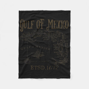 Gulf Of Usa America Funny Gulf Of Mexico Flag Map Fleece Blanket