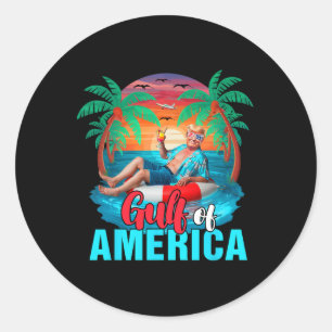 Gulf Of Usa America Funny Trump On Beach Proud Pre Classic Round Sticker