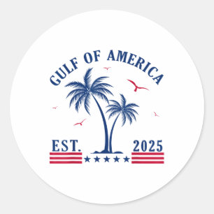 Gulf Of Usa America, Retro Gulf Of Usa America Est Classic Round Sticker