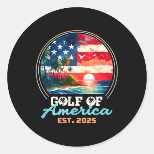 Gulf Of Usa America Retro Vintage Beach  Classic Round Sticker