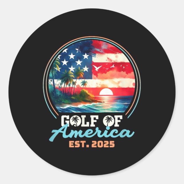 Gulf Of Usa America Retro Vintage Beach  Classic Round Sticker (Front)