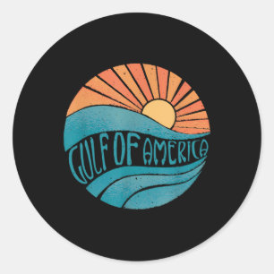 Gulf Of Usa America Retro Vintage Boho Classic Round Sticker
