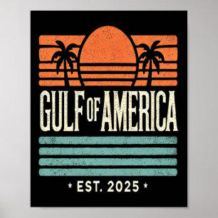 Gulf Of Usa America Sunset &amp; Palm Trees Retro  Poster