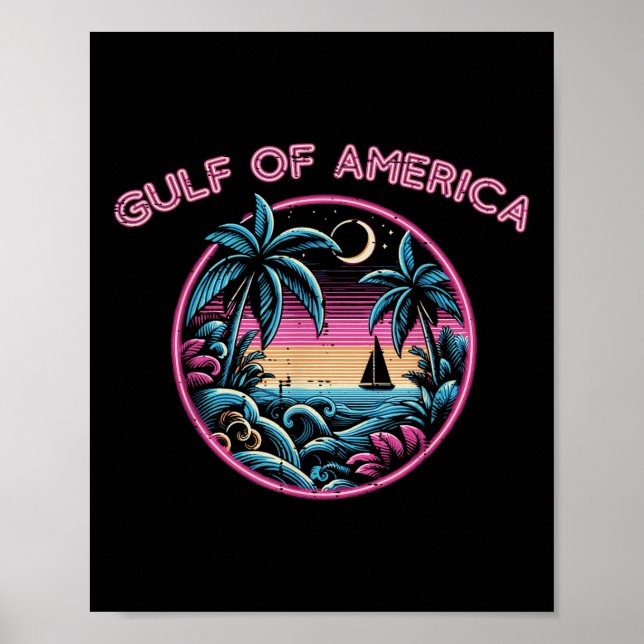 Gulf Of Usa America Sunset Pink Retro Men Women Ki Poster (Front)