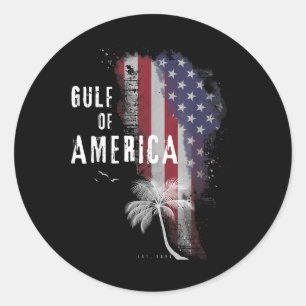 Gulf Of Usa Vintage Flag America 2025 Men Women Classic Round Sticker