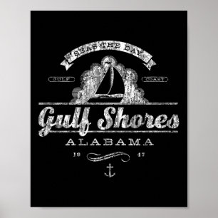 Gulf Shores Al Sailboat Vintage Nautical Tee Poster
