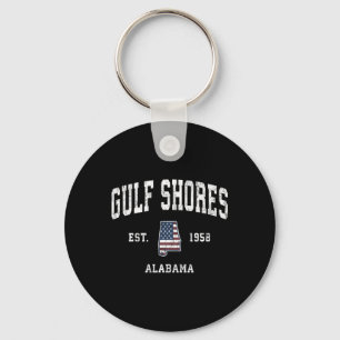 Gulf Shores Alabama Al Vintage American Flag Sport Key Ring