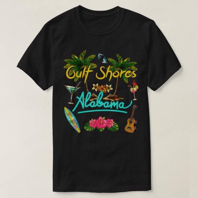 Gulf Shores Alabama Beach Summer Palm Sun Set Palm T-Shirt (Design Front)