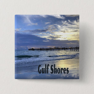 Gulf Shores Alabama Beach Sunrise Pier 15 Cm Square Badge