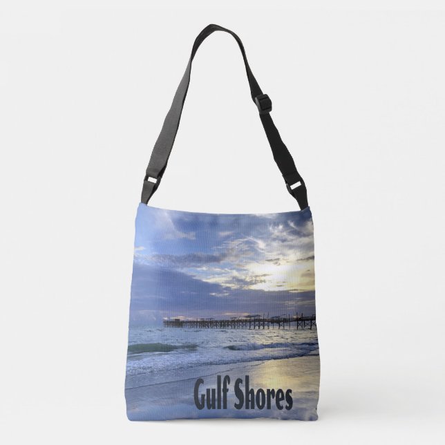 Gulf Shores Alabama Beach Sunrise Pier Crossbody Bag (Back)