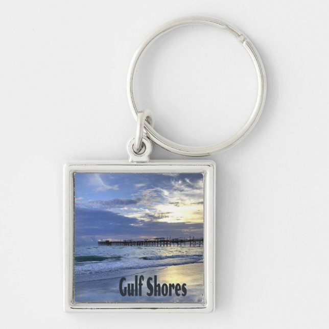 Gulf Shores Alabama Beach Sunrise Pier Key Ring (Front)