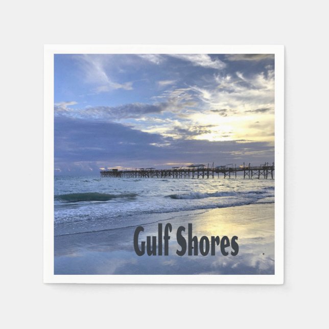 Gulf Shores Alabama Beach Sunrise Pier Napkin (Front)
