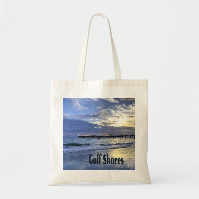 Gulf Shores Alabama Beach Sunrise Pier Tote Bag (Front)