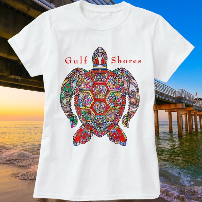 Gulf Shores Alabama Colourful Sea Turtle T-Shirt (Creator Uploaded)