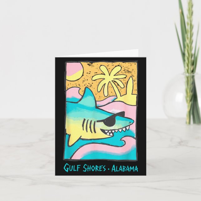 Gulf shores alabama funny shark beach vacation card (Front)