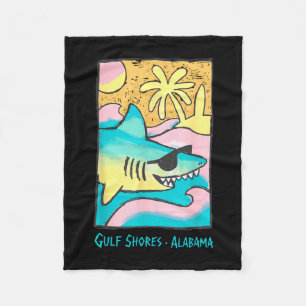 Gulf shores alabama funny shark beach vacation fleece blanket