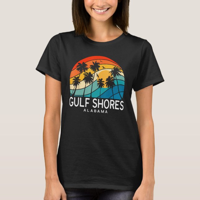 Gulf Shores Alabama Palm Tree Tropical Beach Souve T-Shirt (Front)