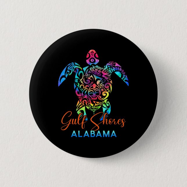 Gulf Shores Alabama Sea Turtle Family Vacation Sum 6 Cm Round Badge (Front)