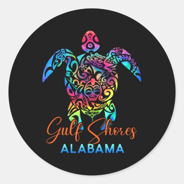 Gulf Shores Alabama Sea Turtle Family Vacation Sum Classic Round Sticker (Front)