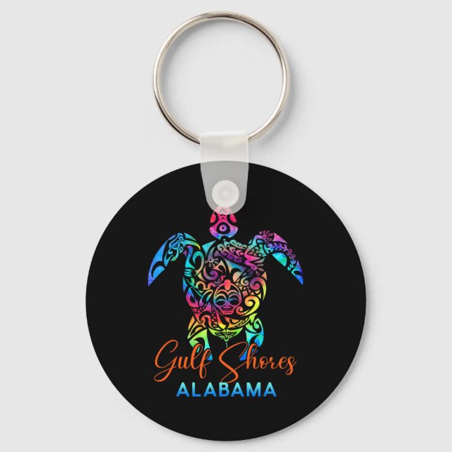 Gulf Shores Alabama Sea Turtle Family Vacation Sum Key Ring (Front)