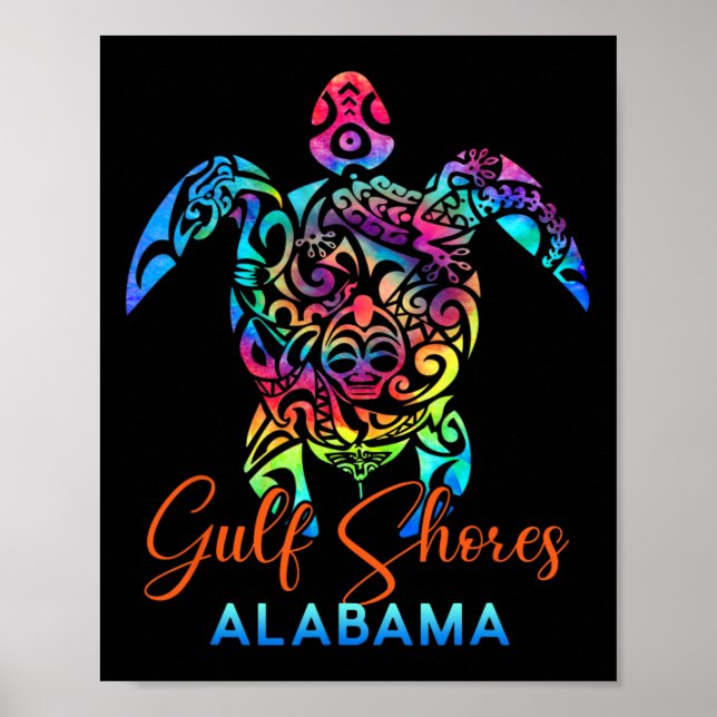 Gulf Shores Alabama Sea Turtle Family Vacation Sum Poster (Front)