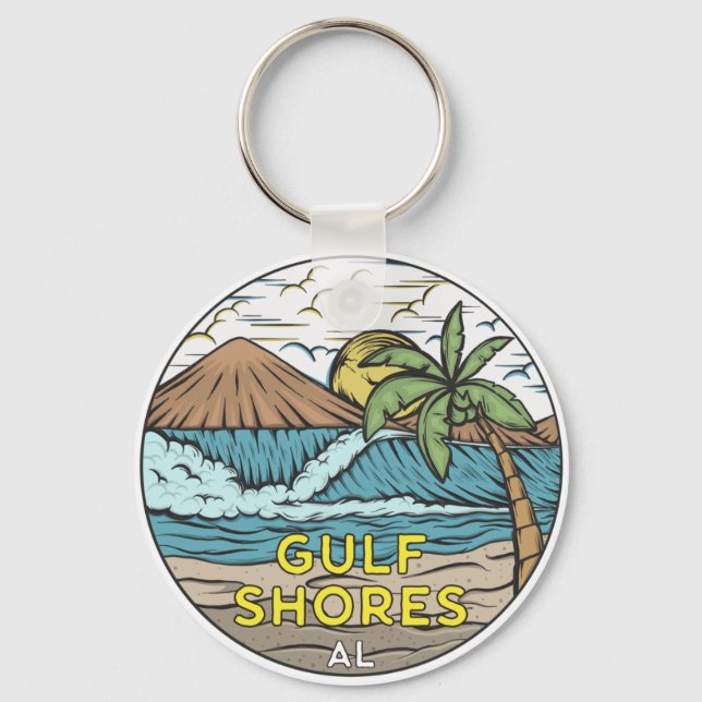 Gulf Shores Alabama Vintage Key Ring (Front)