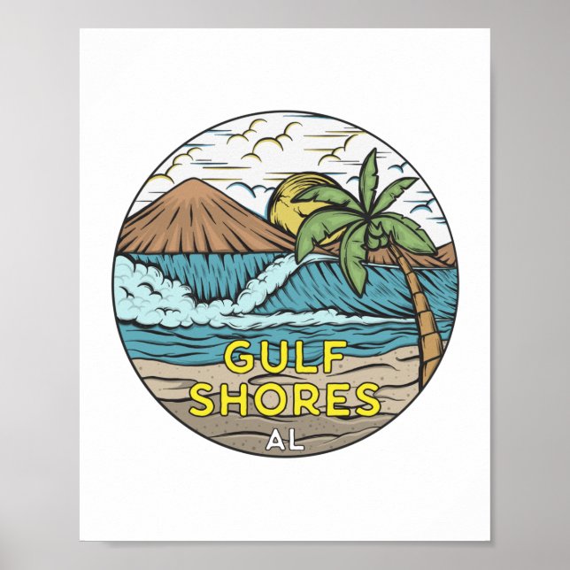 Gulf Shores Alabama Vintage Poster (Front)