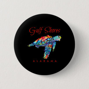 Gulf Shores Alabama Watercolor Sea Turtle 6 Cm Round Badge