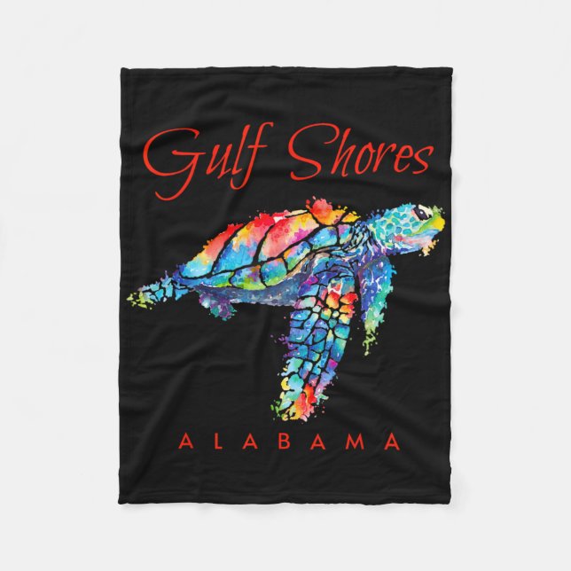 Gulf Shores Alabama Watercolor Sea Turtle  Fleece Blanket (Front)