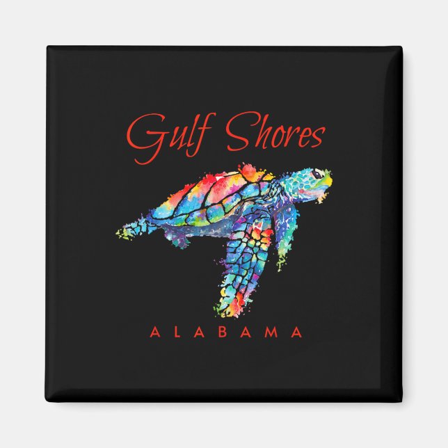 Gulf Shores Alabama Watercolor Sea Turtle  Magnet (Front)