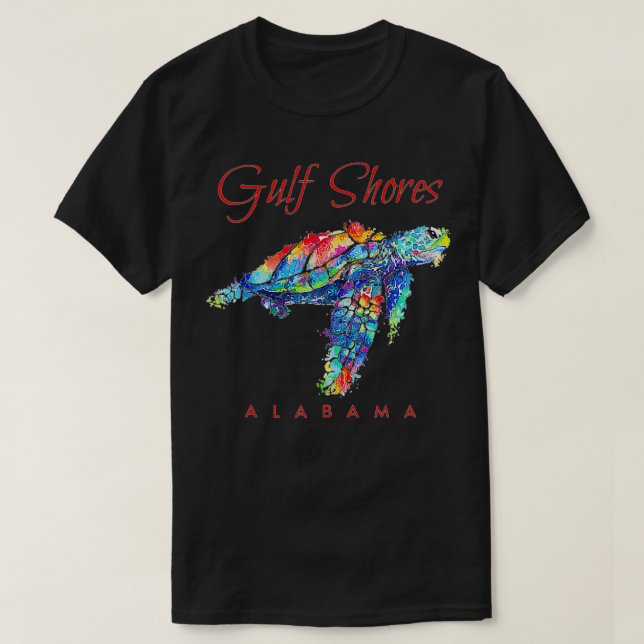 Gulf Shores Alabama Watercolor Sea Turtle  T-Shirt (Design Front)