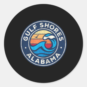Gulf Shores Alabyma Al Vintage Nautical Waves Desi Classic Round Sticker