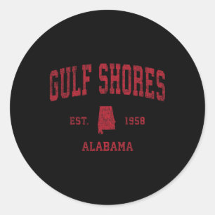 Gulf Shores Alabyma Al Vintage Sports Design Red P Classic Round Sticker