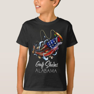 Gulf Shores Alabyma American Flag Byss Fish Fishin T-Shirt