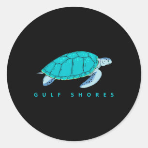 Gulf Shores Alabyma Blue Watercolor Sea Turtle  Classic Round Sticker