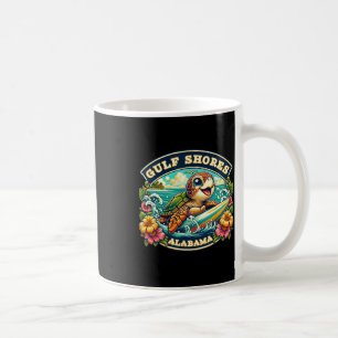 Gulf Shores Alabyma Cute Sea Turtle Surfing Coffee Mug