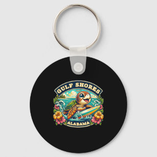 Gulf Shores Alabyma Cute Sea Turtle Surfing  Key Ring
