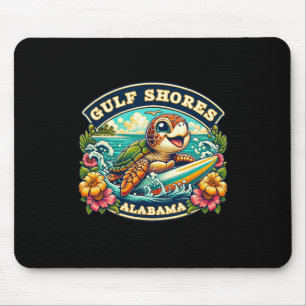 Gulf Shores Alabyma Cute Sea Turtle Surfing Mouse Mat
